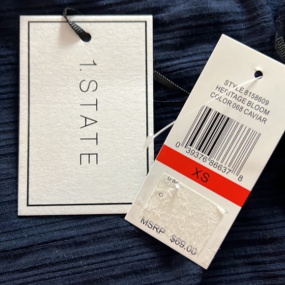 1208 NWT 1.STATE Heritage Bloom Caviar Long sleeved Blouse. SzXS - Picture 8 of 8